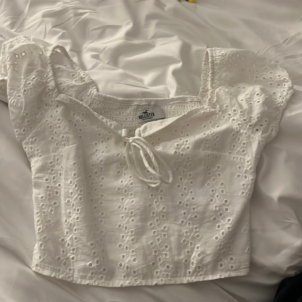 Hollister white crop top